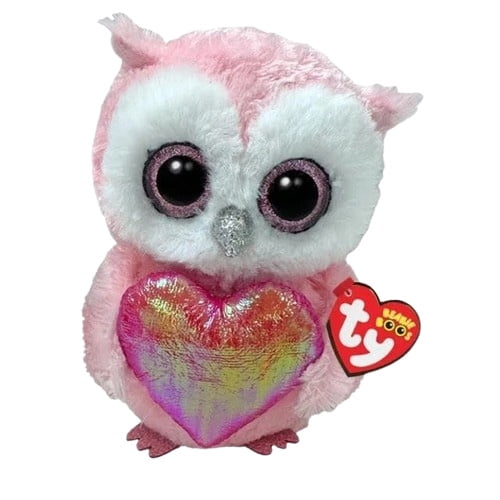TY Beanie Boos - WHISPER the Valentine's Owl (Glitter Eyes)(Regular Size - 6 inch)