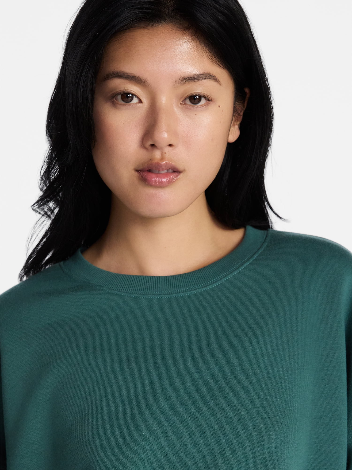 No Boundaries Boxy Fleece Sweatshirt, Midweight, Women's XXS-XXL
