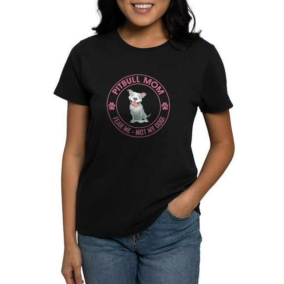 CafePress - PITBULL MOM Women's Dark T Shirt - Women's Traditional Fit Dark T-Shirt