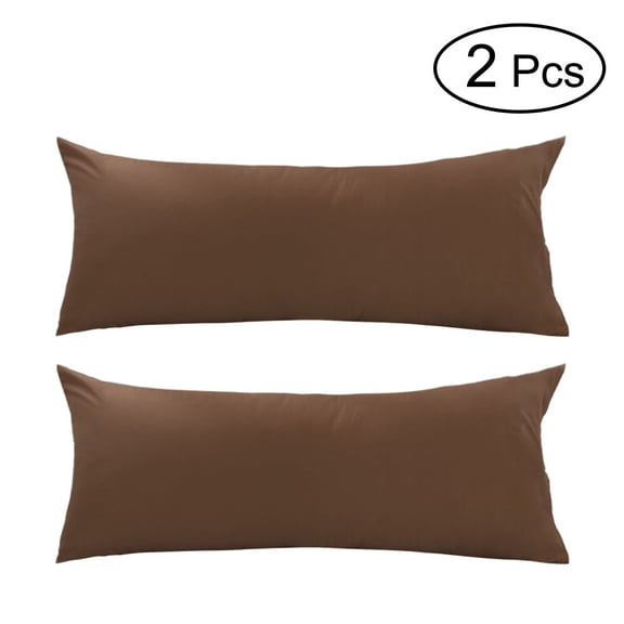 Unique Bargains Body Pillow Covers 300 Thread Count Cotton Pillowcases Set of 2 Coffee 20" x 48"