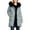 Gray, variant on Womens Winter Long Puffer Coat Trendy Full Zip Long Sleeve Quilted Jackets Casual Buttons Solid Color Hooded Parka