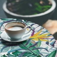 thumbnail image 3 of Ambesonne Tropical Vibes Fitted Round Tablecloth, Hawaii Aura Monstera, 45"- 56" Diameter, Mustard Fern Green Indigo, 3 of 5