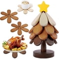 thumbnail image 1 of Christmas Tree Wooden Trivets Set, Hot Pot & Pan Protectors, Wooden Coasters for Bowls, Teapots, Plates, 1 of 5