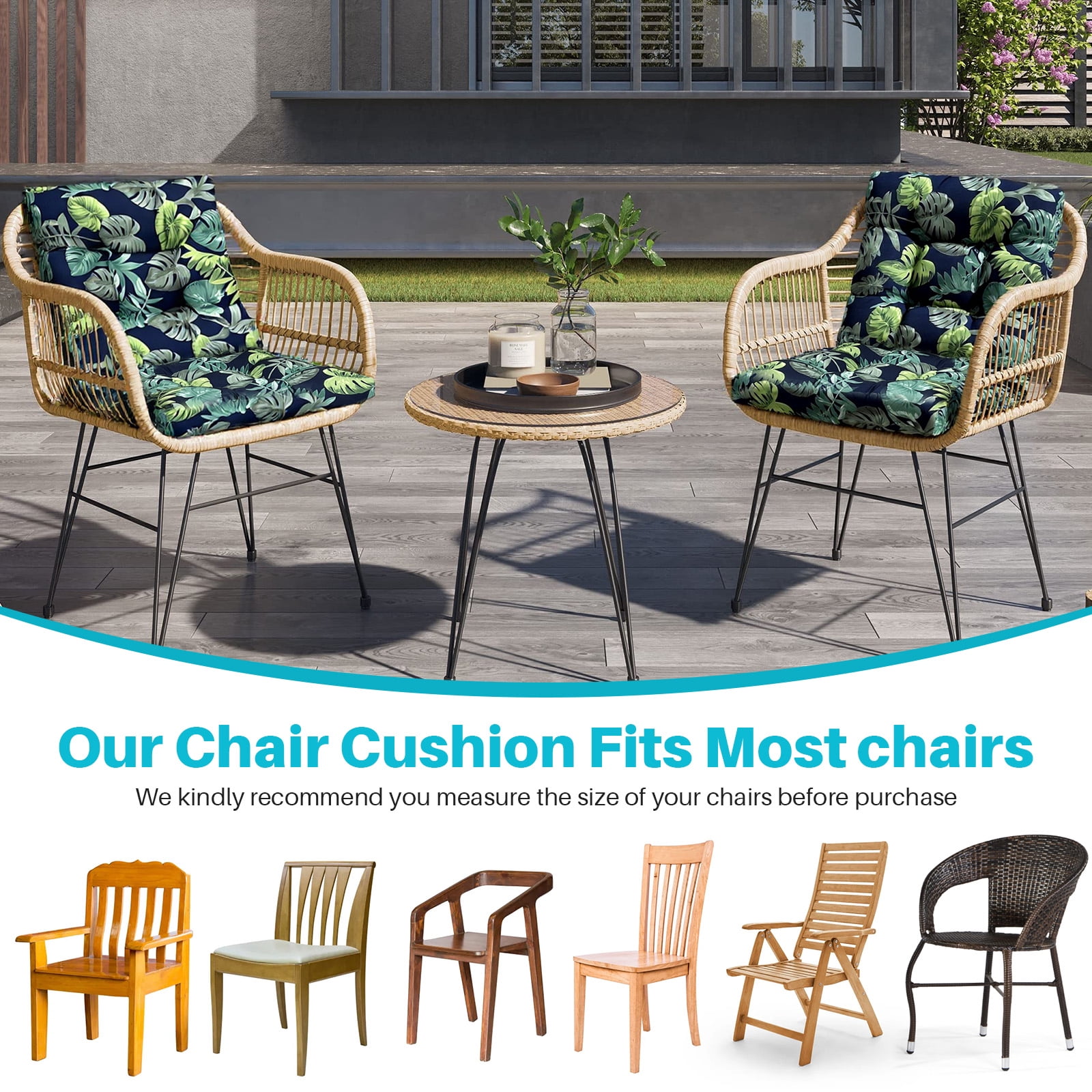 CJC Outdoor Chair Cushions Waterproof Tufted Wicker Chair Cushion for Patio Furniture Indoor Rocking Chair Pad, Color A