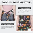 thumbnail image 6 of Colorful Halloween Icons Apron-Garden Aprons for Women with Pockets-Cotton Linen Waterproof Kitchen Cooking Gardening Aprons Adjustable for Kitchen,Cooking,BBQ and Salon 32"x27", 6 of 7