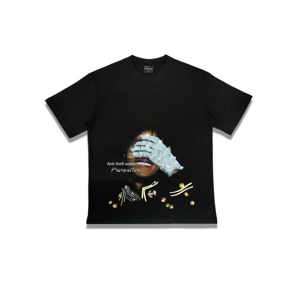 Pure cotton short-sleeved T-shirt printed T-shirt casual short-sleeved T-shirt spring and summer fashion tops T-shirt knitted round neck fabric stand-up collar T-shirt street slim fit