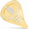 thumbnail image 3 of Floreo 10k Yellow Gold 20mm Round CZ Two-Tone Last Supper Signet Ring, Sizes 5 - 14, 3 of 5