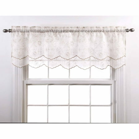 Reese Embroidered Sheer Layered Valance, 55" x 17