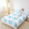 thumbnail image 4 of Manfei Teens Children Cartoon Ribbon Bowtie 4 Pieces Queen Sheet Sets,Blue White Bow Ultra Soft Flat Sheet,Kawaii Bowknot Queen Fitted Sheet,Ultra Soft Home Decor, 4 of 7