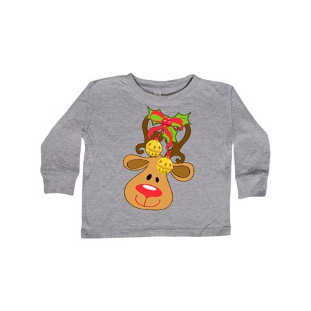 

Inktastic Cute Christmas Reindeer with Bells Gift Toddler Boy or Toddler Girl Long Sleeve T-Shirt