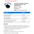thumbnail image 2 of A/C Pressure Transducer Connector - Compatible with 2010 - 2016 Volkswagen Golf 2011 2012 2013 2014 2015, 2 of 2