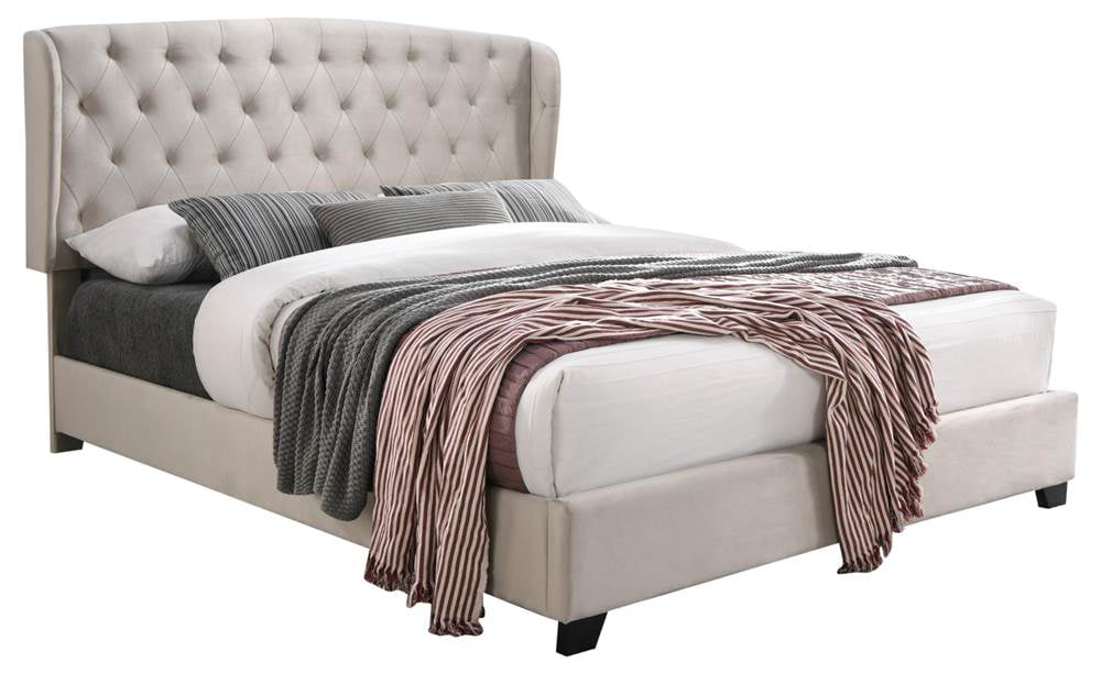 Bedroom Kimberly Tufted Wingback Queen Bed,Champagne