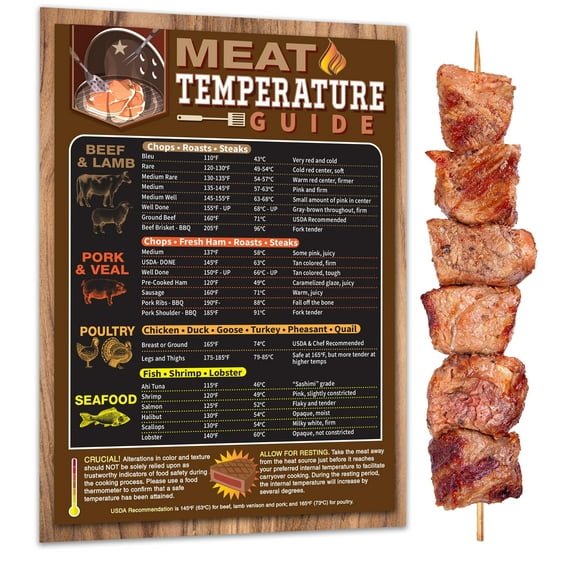Meat Temperature Guide Magnet Chart BBQ Grill Doneness Cooking Kitchen Decor