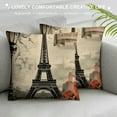 thumbnail image 3 of HENGT  Throw Pillow Covers Black Beige Paris Eiffel Tower Square Pillowcases Decorative Cushion Pillow Cover for Sofa Couch Living Room Girls Bedroom Home Decor, 3 of 5