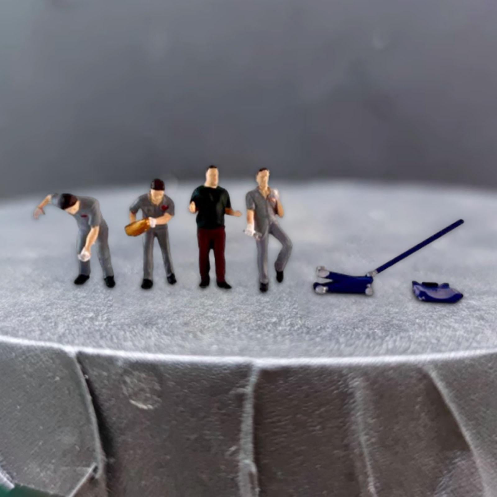Rushawy 4 Pieces 1/64 Diorama Figures Painted for Dollhouse Accessories Railway Sets gray