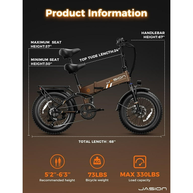 Jasion Hunter Pro Electric Bike for Adults, 1000W Folding Ebike