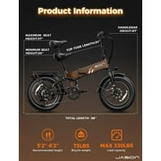 Jasion Hunter Pro Electric Bike for Adults, 1000W Folding Ebike with 48V 15AH Removable Battery, 20 x 4.0 Fat Tire Foldable Electric Bicycle, 80 Miles Range, App Control, UL 2849