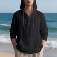 thumbnail image 2 of Yaoyar Hooded Half Button Beach Casual Pullover for Men, Long Sleeve Top with Drawstring Hood and Chest Pocket, Crafted for Unwinded Relaxation and Vacation Style, 2 of 8