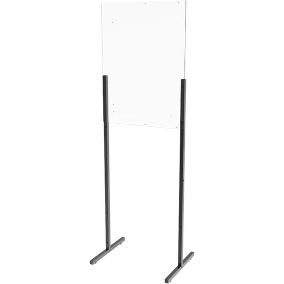 Acrlic Plexiglass Shield Sneeze Guard Floor Stand Landscape (32" Wide) or Portrait (24" Wide) Tabletop (25" Tall) or Floor Standing (69" Tall) 10064 10054-NF Flexible Installation One Arylic Panel