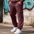thumbnail image 6 of Basysin Men Jogger Cargo Pants Elastic Drawstring Waist With Pockets Trousers Solid Color Lounge Walking Jogging Outdoor Casual Workout Home, 6 of 6