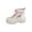 White, variant on Women's Ankle Boots Chunky Heel Solid Color Round Toe Fashion Lace-up Mid Heel Short Booties White