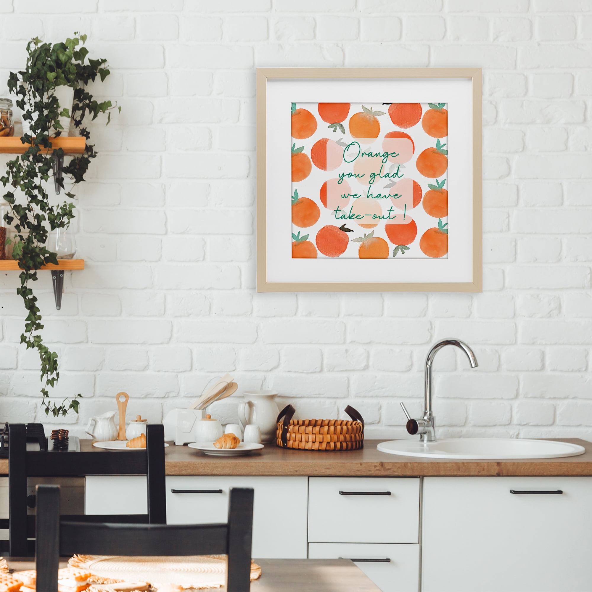 Stupell Industries Orange You Glad Birch Framed Print Under Glass, design by Emily Navas