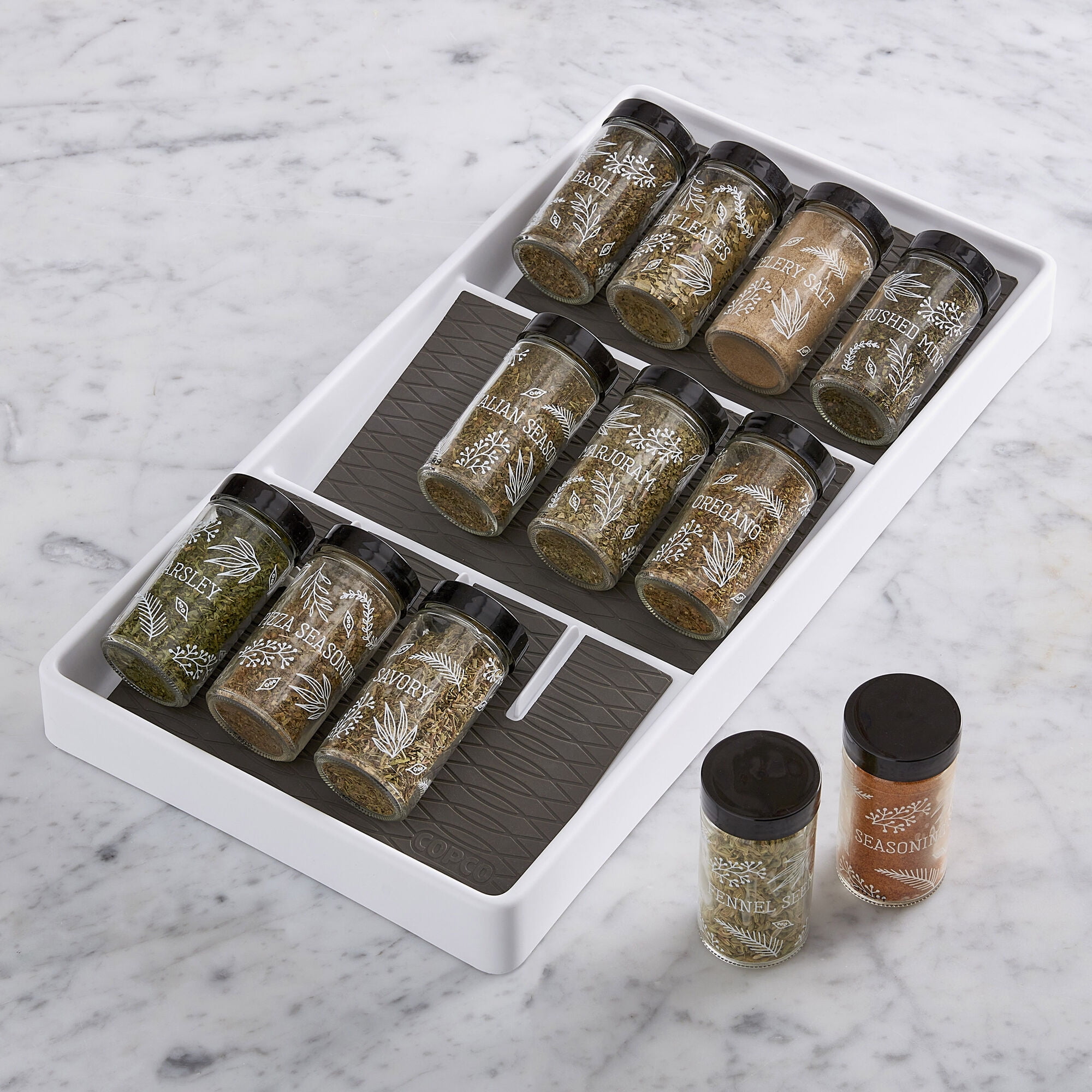 Copco 12 Jar In-Drawer Spice Rack, White