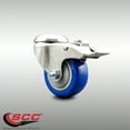 thumbnail image 2 of 3 Inch 316SS Blue Polyurethane Swivel Bolt Hole Caster with Total Lock Brake, 2 of 2