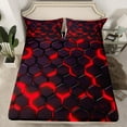 thumbnail image 2 of Manfei Neon Gradient Geometric Queen Sheet Sets for Boys, Modern Honeycomb Flat Sheet, Chic Red Abstract Queen Fitted Sheet, Super Cozy Room Decor, 4-Piece, 2 of 7