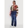 thumbnail image 4 of Womens Plus Size Daisy Color Blocked Striped W Initial Cardigan, 4 of 5