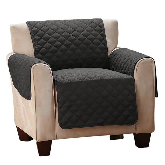 Black Sofa Cover for Pets, Quilted Couch Protector with Strap, Water-Resistant Furniture Cover for Chair and Loveseat, Available in 20.87 x 72.05 in and 45.67 x 74.02 in