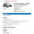 thumbnail image 2 of Front Left Window Motor - Compatible with 1988 - 1996 Dodge Dakota 1989 1990 1991 1992 1993 1994 1995, 2 of 2