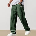 thumbnail image 2 of Pants,Breathable Straight-Leg Trousers for Men,Men's Linen Pants Fall Summer Beach Casual Pants, XL, 2 of 5