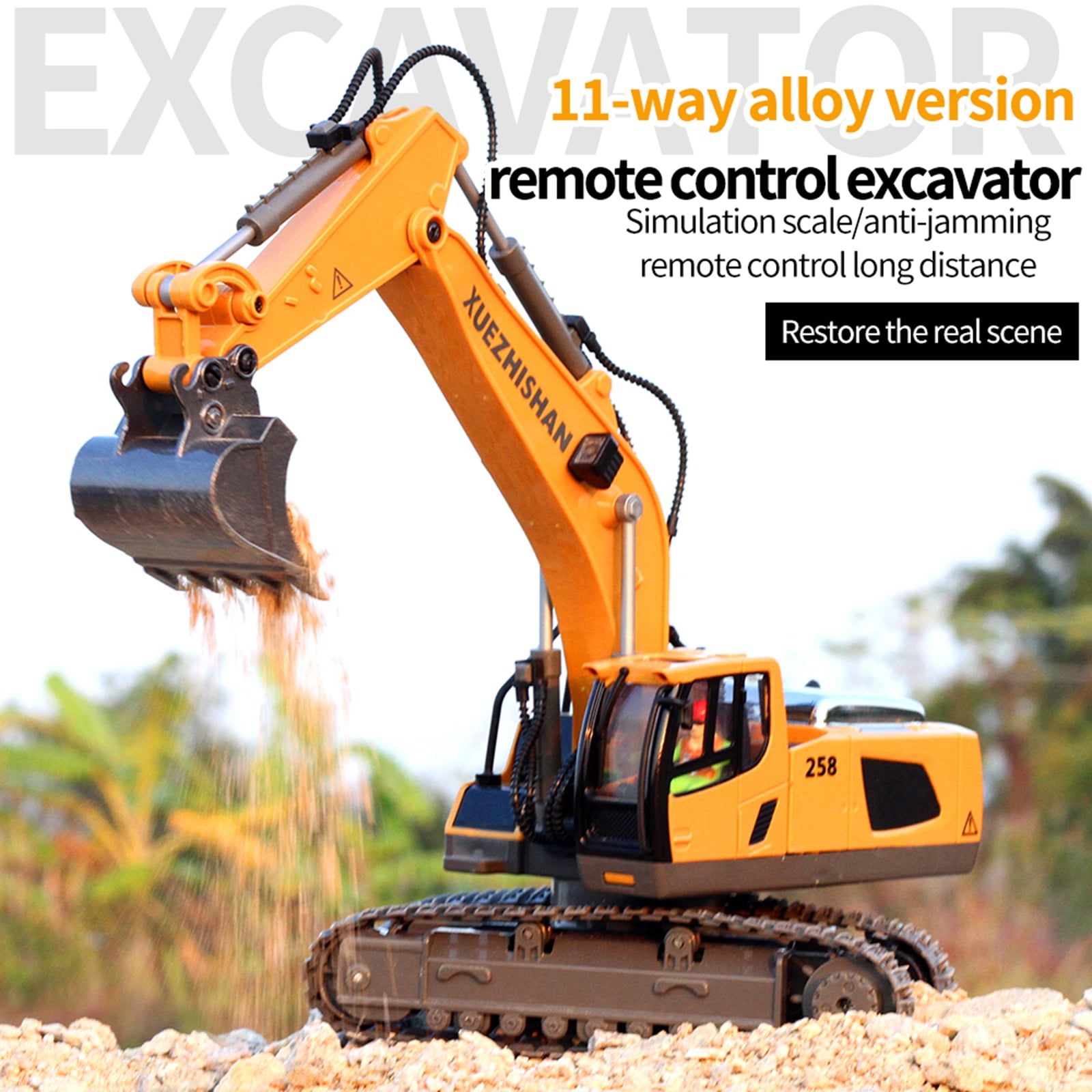 Buy Rechargeable 11CH 1/20 2.4GHz Electric RC Excavator Tractor with