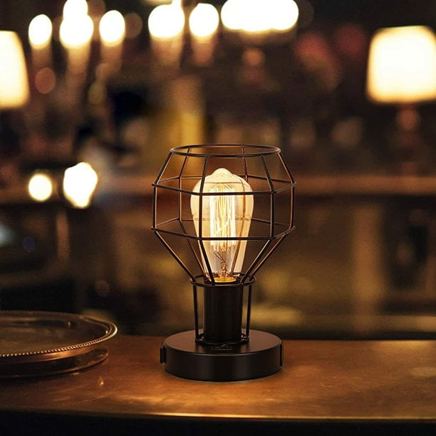 Vintage Edison Table Lamp with Usb Port Industrial Table Lamp, Two
