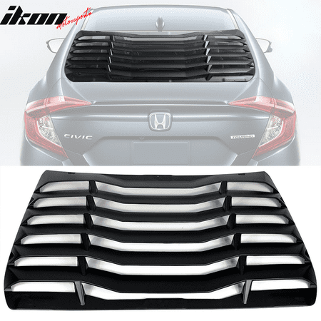 Compatible with 16-19 Honda Civic 4Dr IKON Rear Window Louvers Cover Sun Shade
