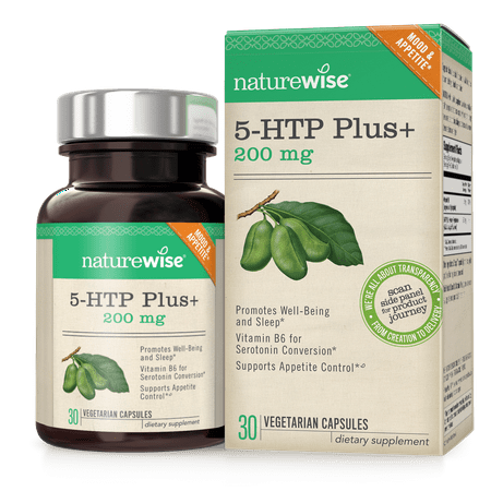 NatureWise 5-HTP Plus+ with Advanced Time Release, 200 mg, Supports Appetite Suppression, Mood, Stress, and Sleep,