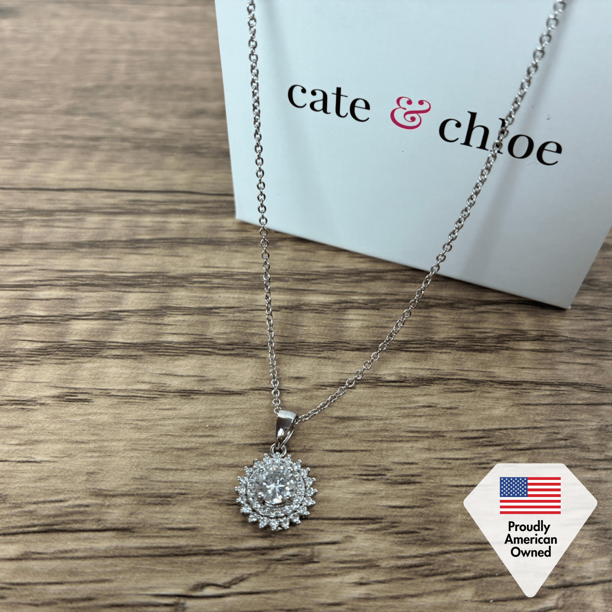 Cate & Chloe Cordelia 18k White Gold Plated Silver Jewelry Set with Simulated Diamond Gift for Women