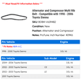 thumbnail image 2 of Alternator and Compressor Multi Rib Belt - Compatible with 1998 - 2006 Toyota Sienna 1999 2000 2001 2002 2003 2004 2005, 2 of 2
