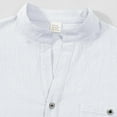 thumbnail image 6 of VSSSJ Men's Cotton Linen Henley Shirt Relaxed Fit Button Long Sleeve Hippie Shirt Stand Collar Pocket Casual Vacation Beach T-Shirts White S, 6 of 8