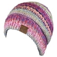 thumbnail image 3 of C.C BeanieTail Soft Stretch Cable Knit Messy High Bun Ponytail Beanie Hat, Rose Tribal Blend, 3 of 4