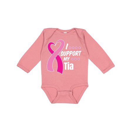 

Inktastic Breast Cancer Awareness I Support My Tia with Pink Ribbon Gift Baby Boy or Baby Girl Long Sleeve Bodysuit