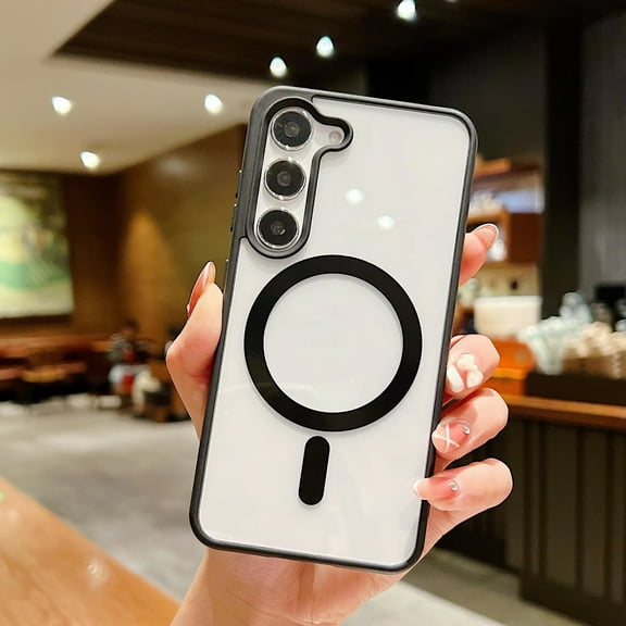 Allytech Magnetic Case for Samsung Galaxy S24 Plus Compatible with MagSafe Wireless Charging, [Slim & Lightweight] Shockproof TPU Bumper Clear Matte Rugged Acrylic Back Case - Black