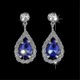 thumbnail image 2 of Earrings 925 Silver Teardrop Royal Blue Sapphire Color Zircon Drop Earrings, 2 of 3
