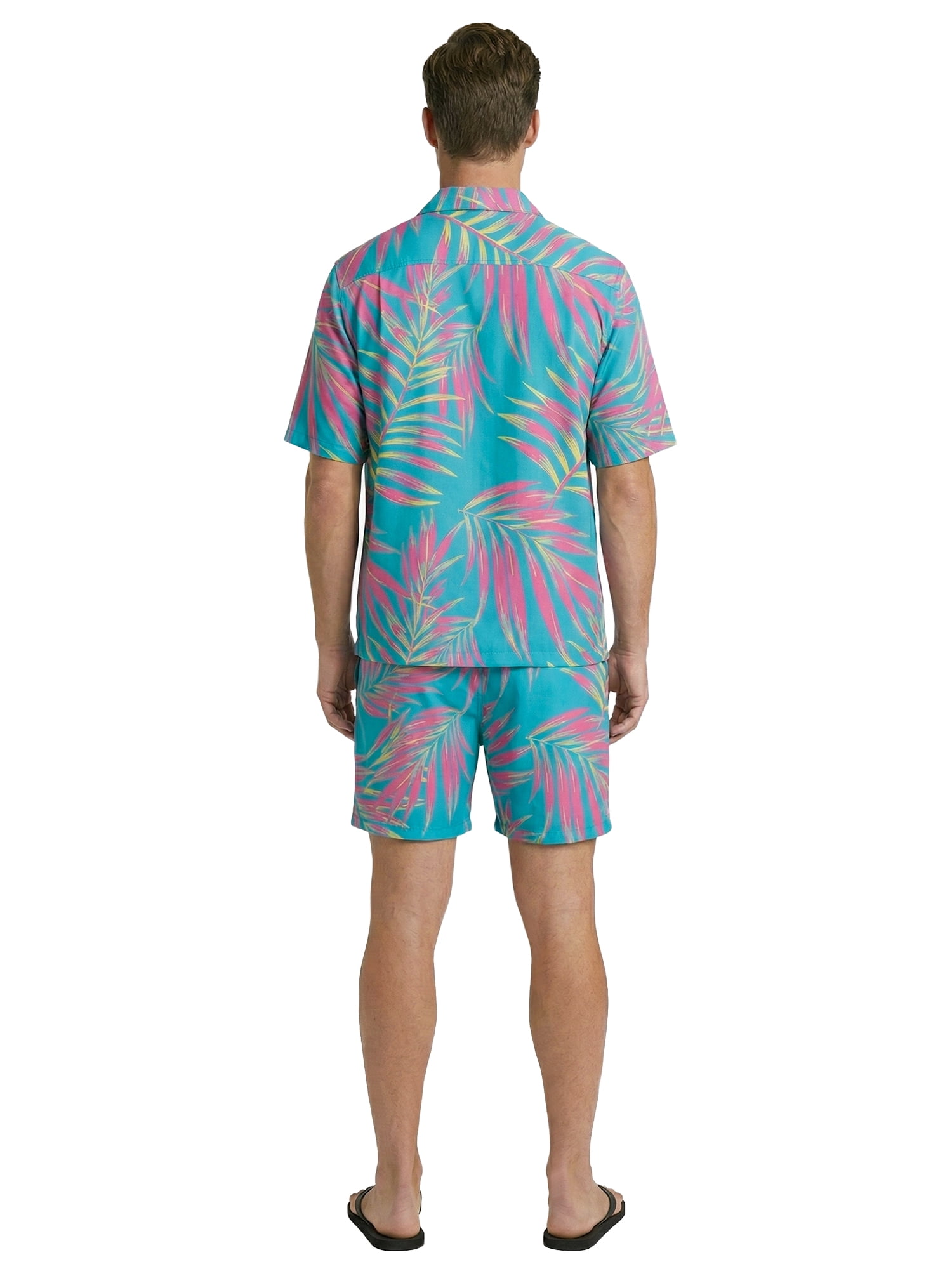 Birdie Bound Men's Printed Leaves Pops Swim Trunks, Sizes S-3XL