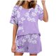 thumbnail image 1 of Conjunto de Pijama de las Mujeres de Moda Casual Color Sólido Casa Manga Corta Cuello Redondo Superior Y Pantalones, Ropa de Salón, 1 of 8