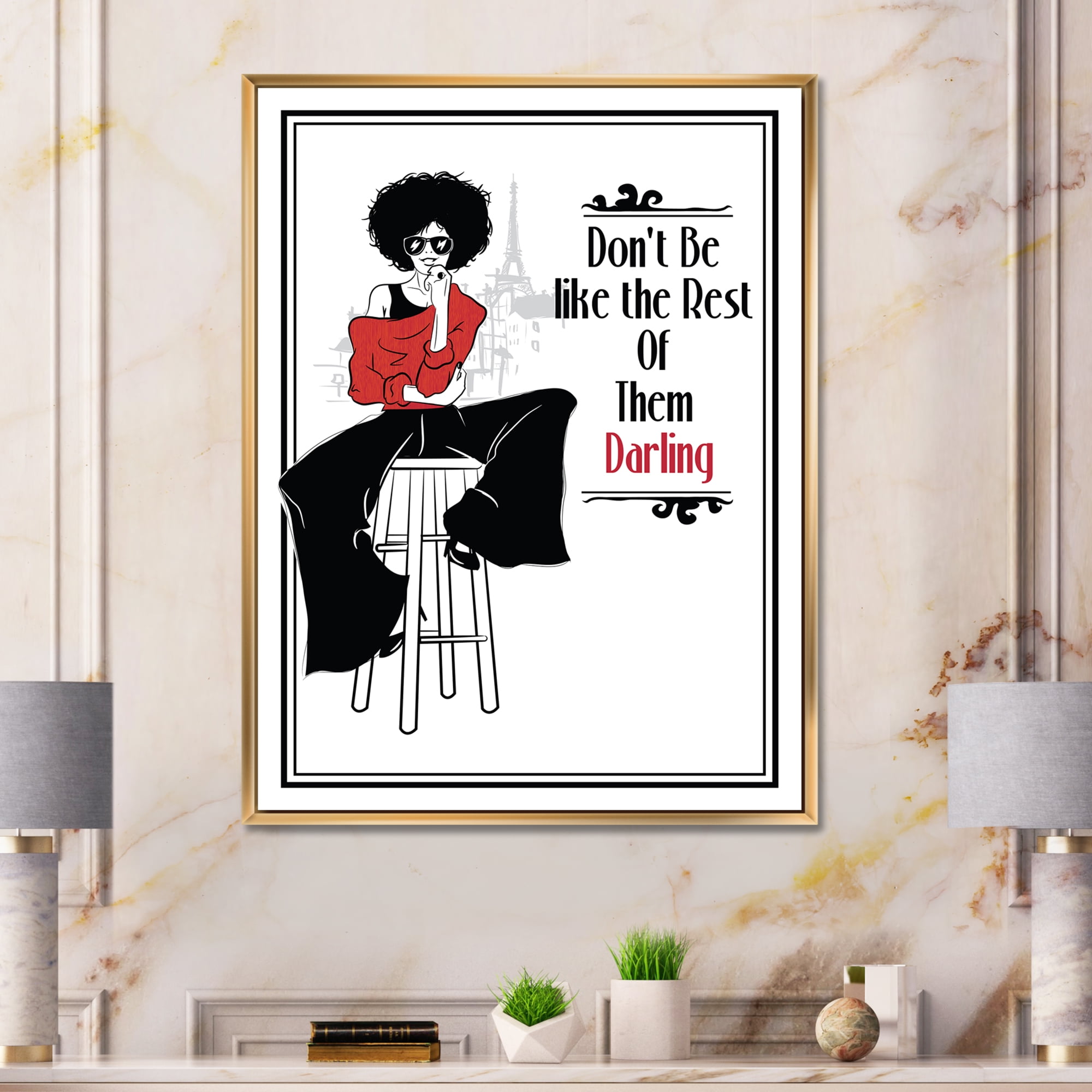 Designart 'Style Passion Life Fashion Woman VI' Modern Framed Canvas Wall Art Print