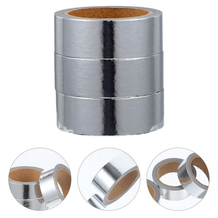 PBPBOX 3 Rolls Decorative Metallic Washi Tape Kawaii Foil Adhesive Tape For Diy Scrapbooking Present Wrapping Effect