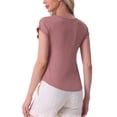 thumbnail image 3 of Camiseta de dormir de mujer INSPIRE CHIC con cuello en V, parte superior de pijama para ropa de noche y loungewear, color rosa M, 3 of 6