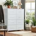 thumbnail image 5 of SIVROCK 8-Drawer Fabric Storage Tower, Dresser, Multi-Use Organizer with Fabric Bins, Steel Frame & Wood Top, White, 5 of 6
